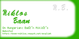 miklos baan business card